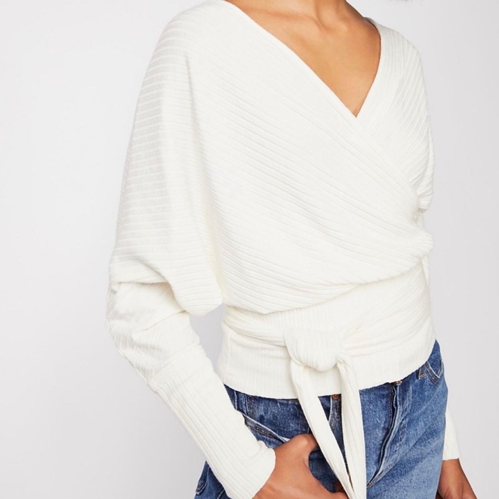 Elegant White Wrap Sweater